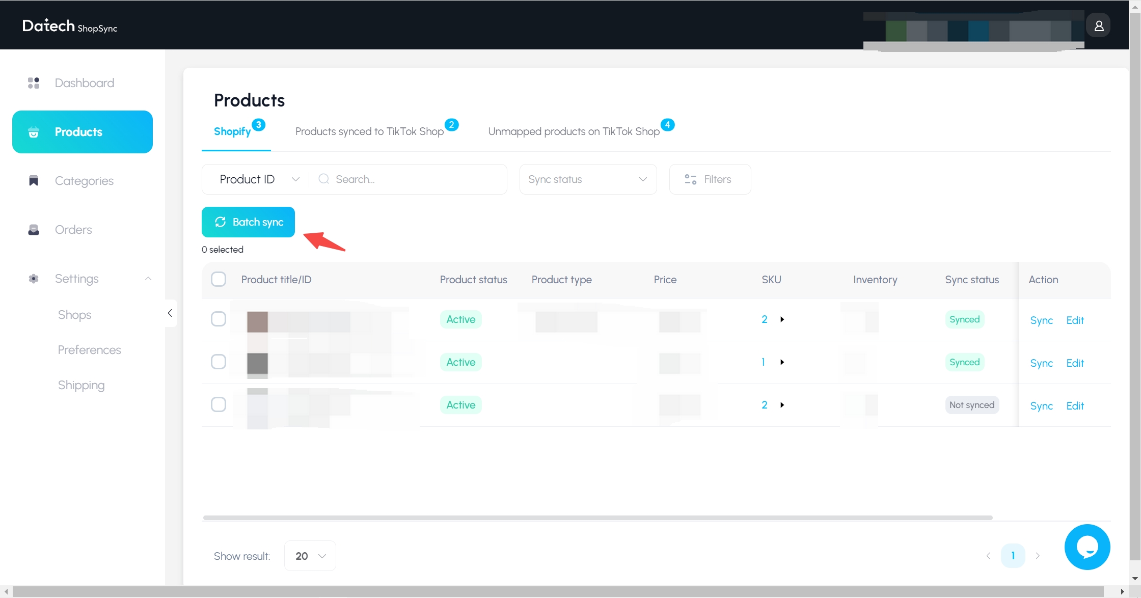 Datech ShopSync Product Bulk Sync